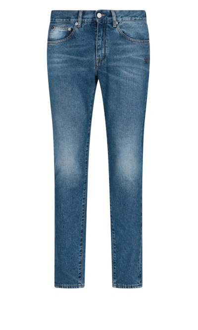 Shop Off-white Diagonal Print Jeans In Blue