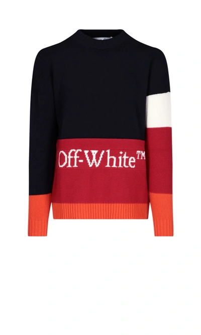 Shop Off-white Embroidered Logo Sweater In Blue