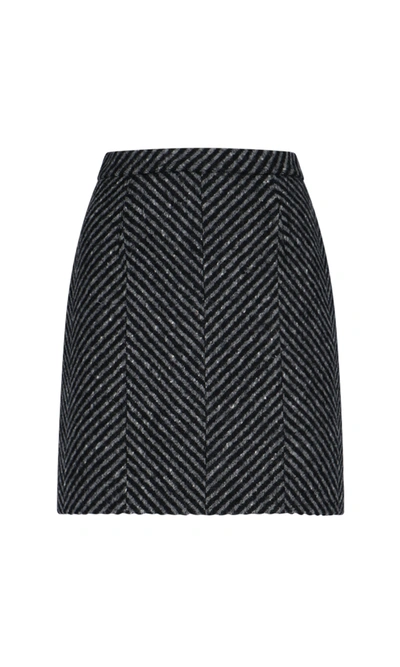 Shop Off-white Tweed Mini Skirt In Black