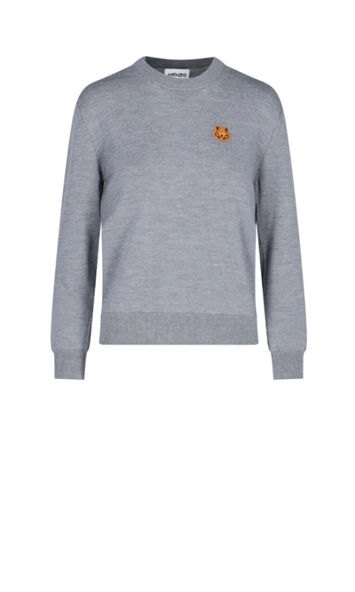 Shop Kenzo Tiger Crest Sweater In Gray