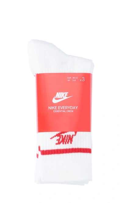 Shop Nike Calzini Essential 3 Pack Striped Crew In White