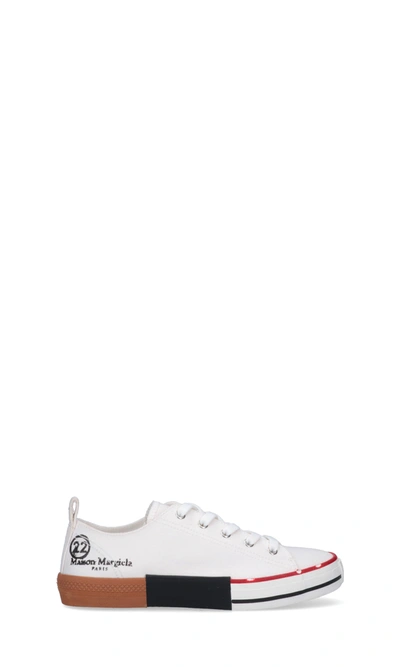 Shop Maison Margiela Logo Low Sneakers In White