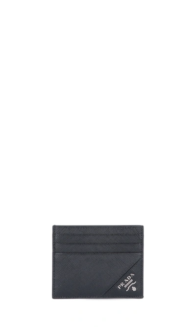 Shop Prada Logo Card Holder In Black