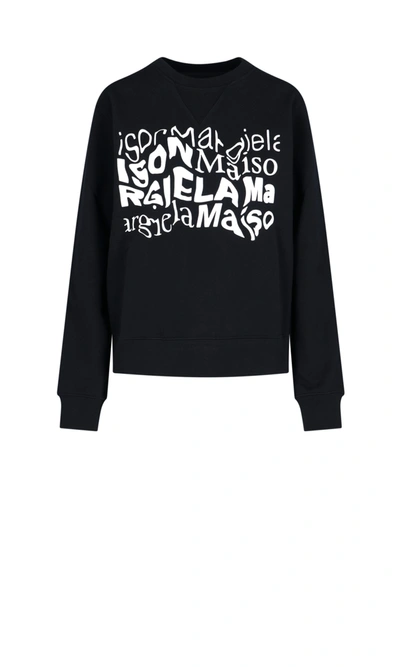 Shop Maison Margiela Logo Print Sweatshirt In Black