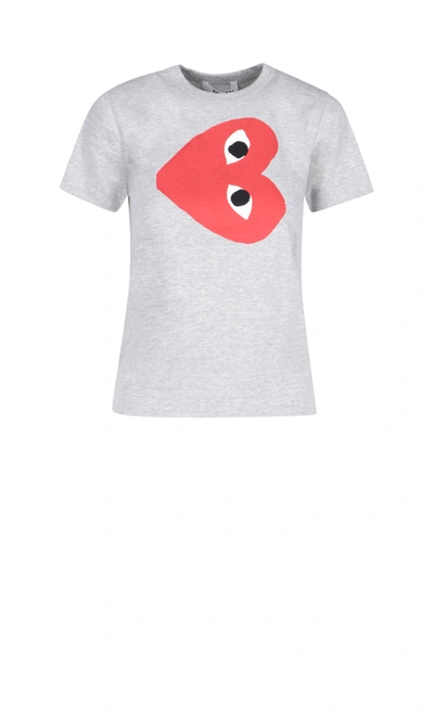 Shop Comme Des Garçons Play Logo T-shirt In Gray