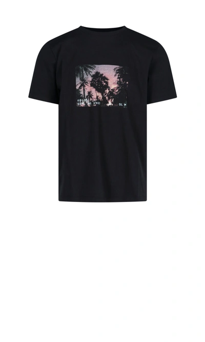 Shop Saint Laurent Sunset Print T-shirt In Black