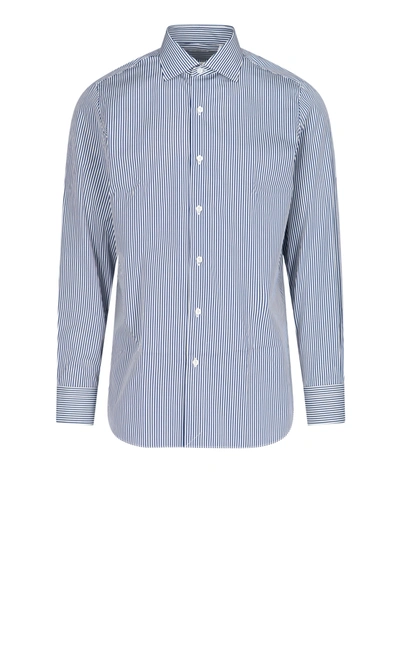 Shop Finamore 1925 Classic Striped Shirt In Blue