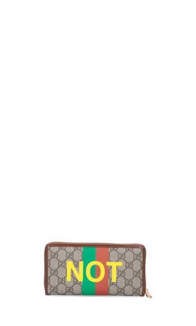 Shop Gucci 'fake-not' Zip-around Wallet In Neutrals