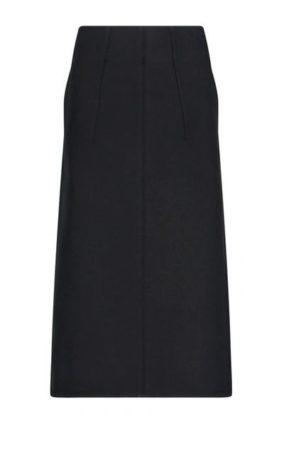 Shop Moncler High Waist Midi Skirt In Black