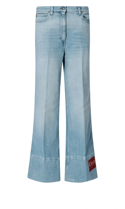 Shop Gucci Flared Jeans In Blue