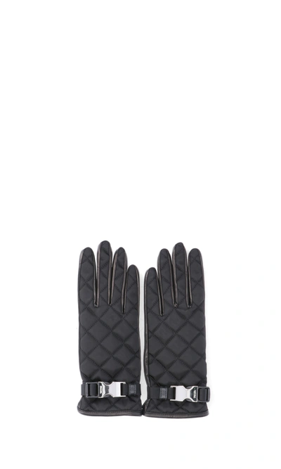 Shop Prada Quilted Pattern Gloves In Black