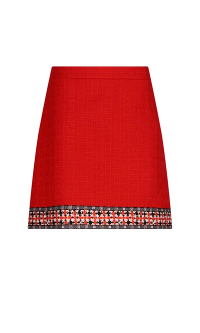 Shop Gucci Boucle Printed Skirt In Red