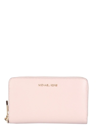 Shop Michael Michael Kors Large Smartphone Wristlet Wallet In Pink