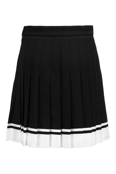Shop Balmain Pleated Viscose Skirt In Black/white
