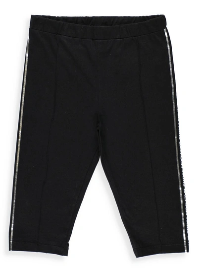 Shop Balmain Kids Logo Side Stripe Cropped Leggings In Black