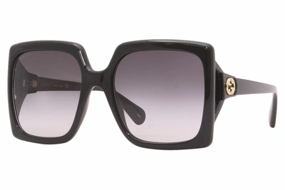 Shop Gucci (gradient Grey Oversized Ladies Sunglasses Gg0876s 001 60 In Shiny Black