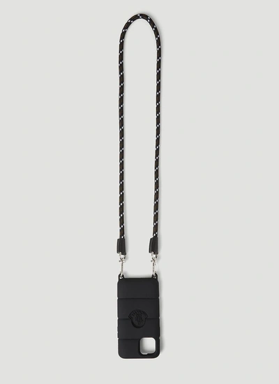 Shop Moncler Logo Detailed Lanyard Iphone 12 Case In Black