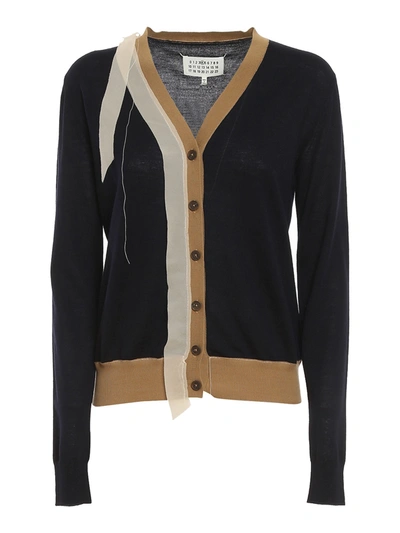 Shop Maison Margiela V-neck Cardigan In Dark Blue