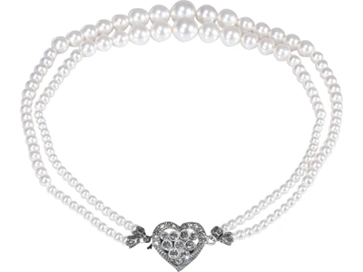 Shop Alessandra Rich Heart Charm Necklace In White