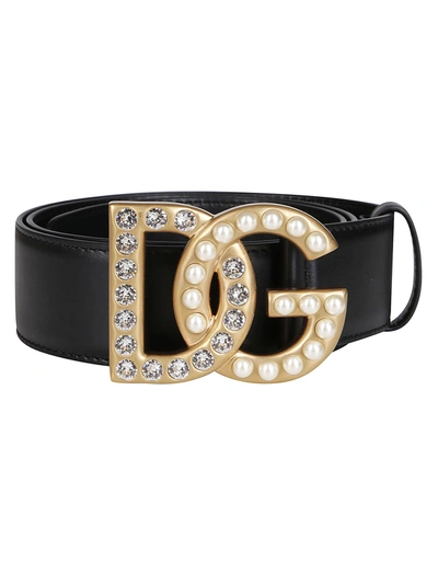 Shop Dolce & Gabbana Dg Logo Buckle Belt In Black