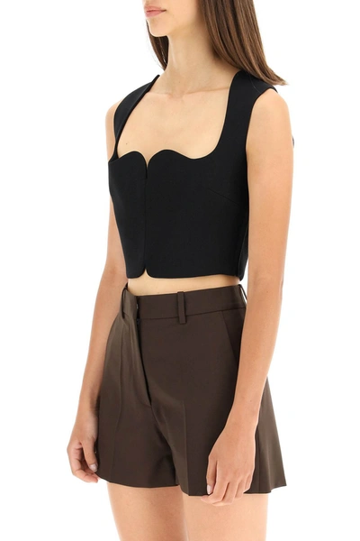 Shop Versace Cropped Top With Shaped Neck In Black