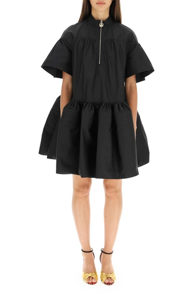 Shop Lanvin Zip Detail Babydoll Dress In Black