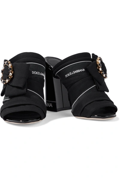 Shop Dolce & Gabbana Keira Embellished Crepe And Satin Mules In Black