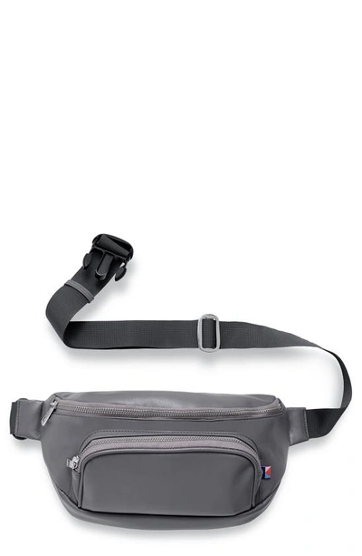 Shop Kibou Faux Leather Diaper Belt Bag In Charcoal Gray