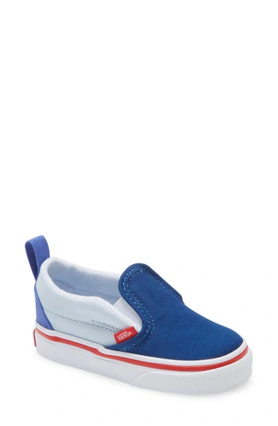 Vans Kids' Slip-on V Sneaker In Color Block/baja Blue/red | ModeSens