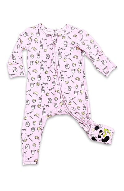 Shop Bellabu Bear Kids' Milk & Cookies Pink Convertible Footie Pajamas In Milk And Cookies Pink