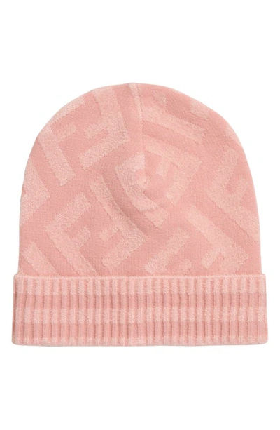 Shop Fendi Kids' Ff Logo Wool Blend Beanie In Pink