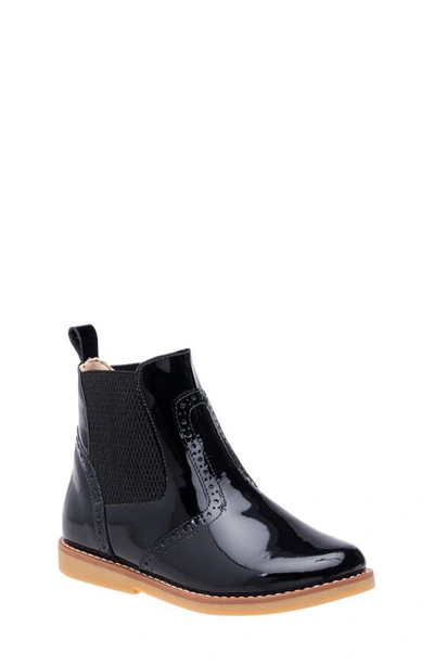 Shop Elephantito Kids' Brogue Chelsea Boot In Patent Black