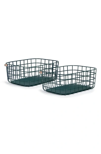 Shop Open Spaces Set Of 2 Large Wire Baskets In Dark Green