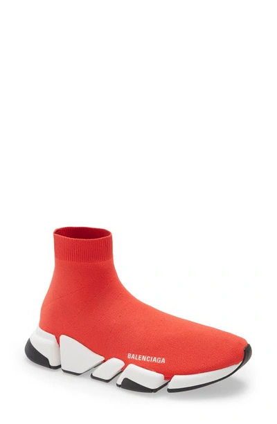 Shop Balenciaga Speed 2.0 Sock Sneaker In Inte.red/ White/ Black