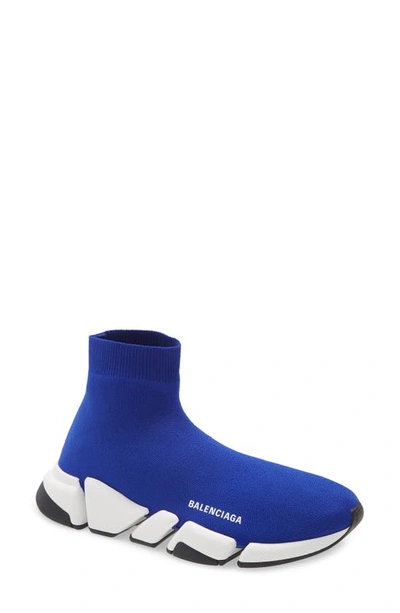 Shop Balenciaga Speed 2.0 Sock Sneaker In Dark Blue/ White/ Black