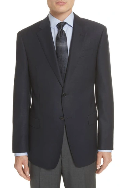 Shop Emporio Armani Trim Fit Wool Blazer In Navy