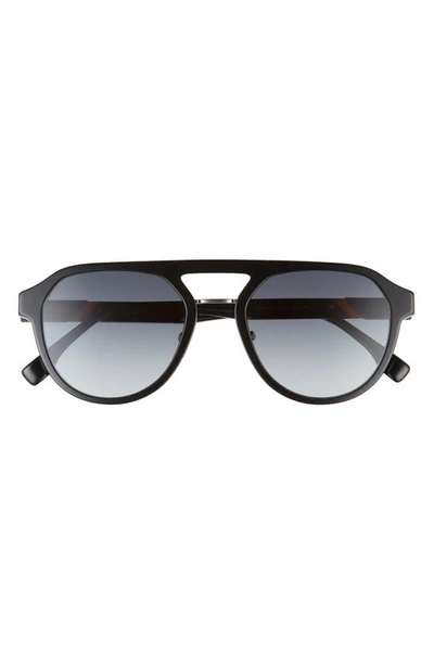 Shop Fendi 54mm Gradient Navigator Sunglasses In Shiny Black / Gradient Smoke