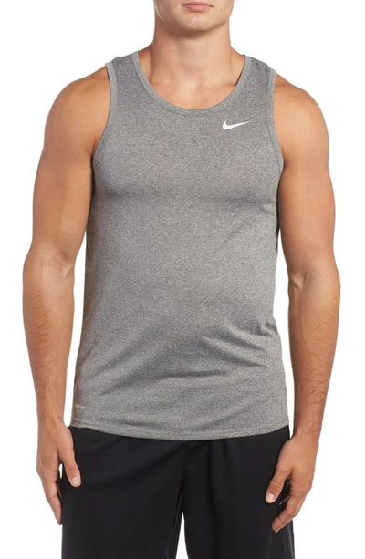 Shop Nike Legend Training Tank In Carbon Heather/ White