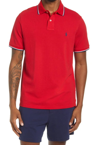 Shop Polo Ralph Lauren Solid Cotton Polo Shirt In Red
