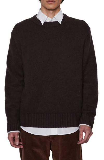 Shop Frame Cashmere Crewneck Sweater In Dark Chocolate
