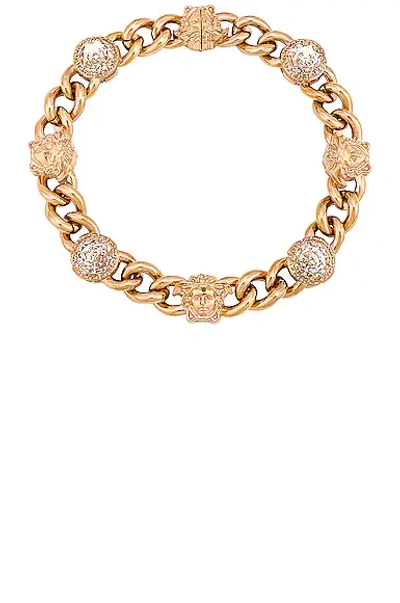 Shop Versace Medusa Chain Necklace In Oro & Crystal