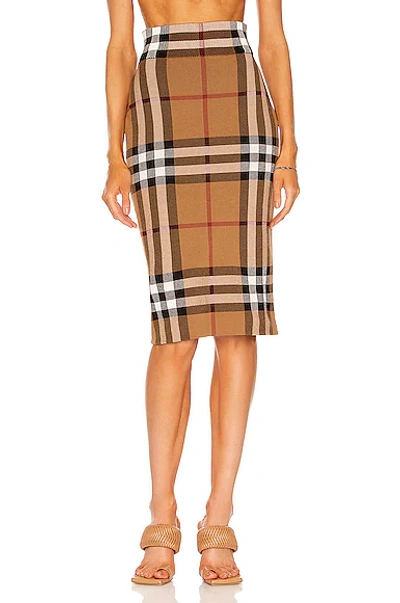 Shop Burberry Kammie Check Skirt In Birch Brown