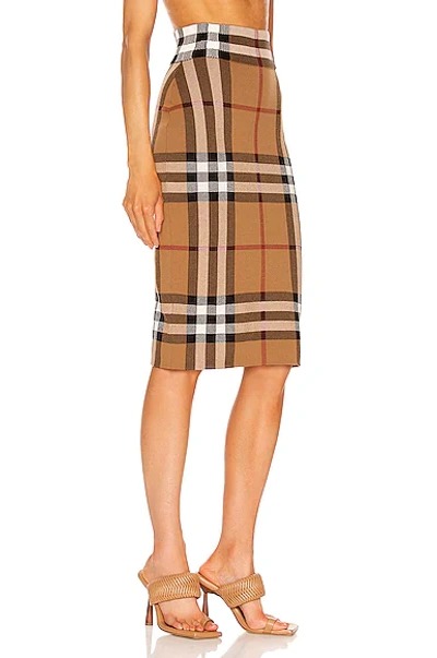 Shop Burberry Kammie Check Skirt In Birch Brown