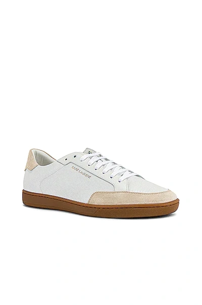 Saint Laurent White Perforated Low-top Sneakers In White