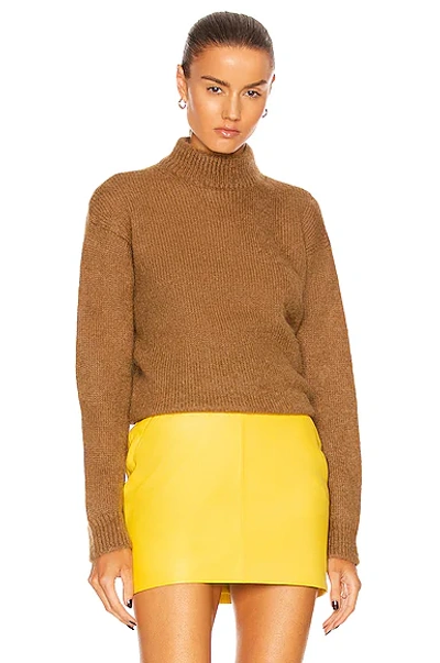 Shop Tom Ford Brushed Mohair Mock Neck Sweater In Honey Nude