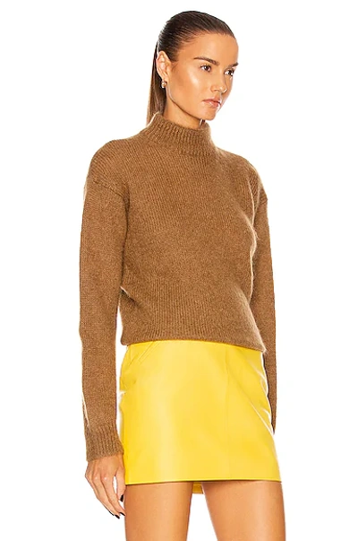 Shop Tom Ford Brushed Mohair Mock Neck Sweater In Honey Nude