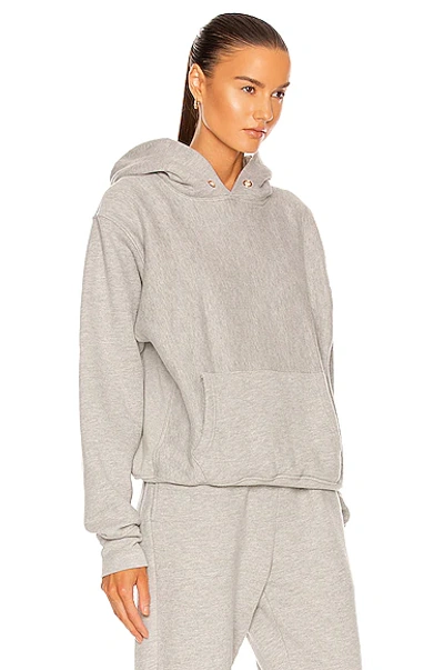 Shop Les Tien Cropped Hoodie Sweatshirt In Heather Grey