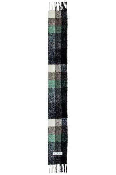 Acne Studios Vally Scarf In Green  Grey & Black