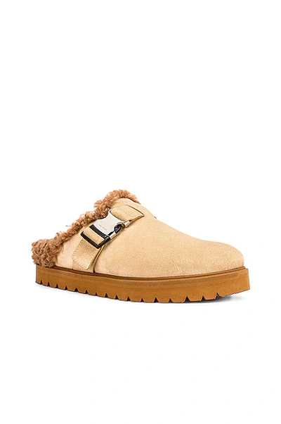 Mon Suede And Faux Shearling Slippers In Beige