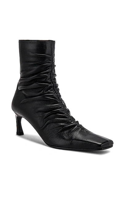 Shop Reike Nen Front Shirring Ankle Boots In Black